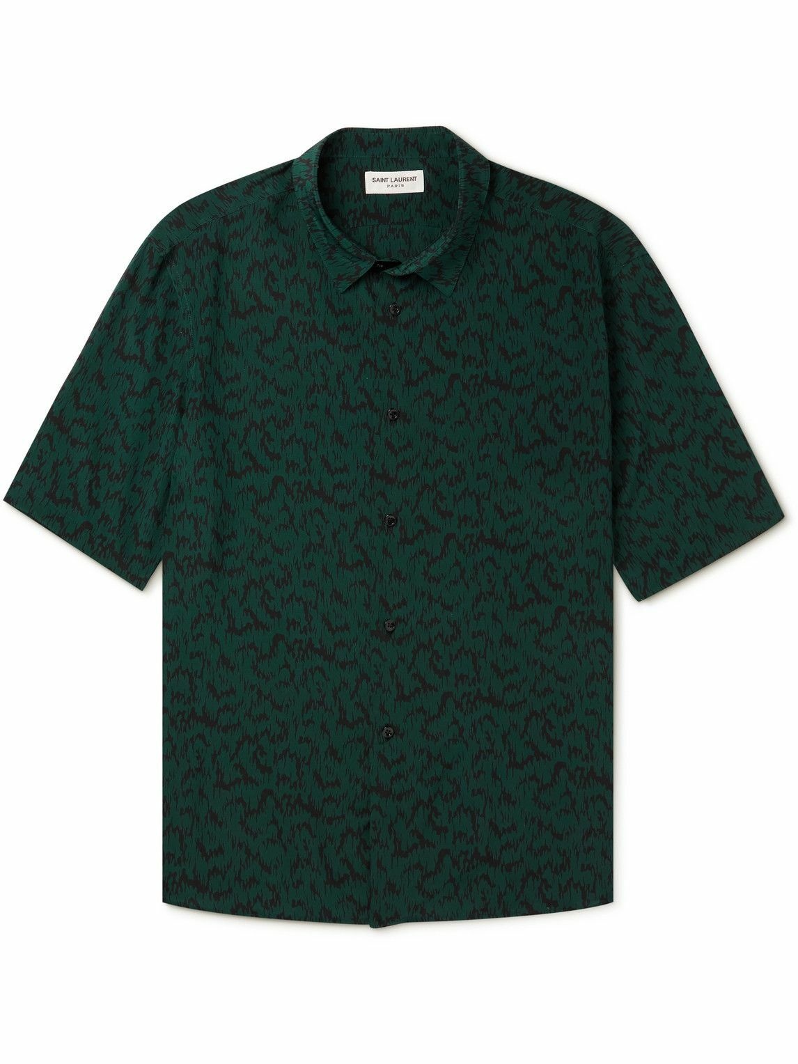 Photo: SAINT LAURENT - Printed Silk Shirt - Green