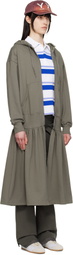 OPEN YY Gray Jersey Shirring Hoodie Midi Dress