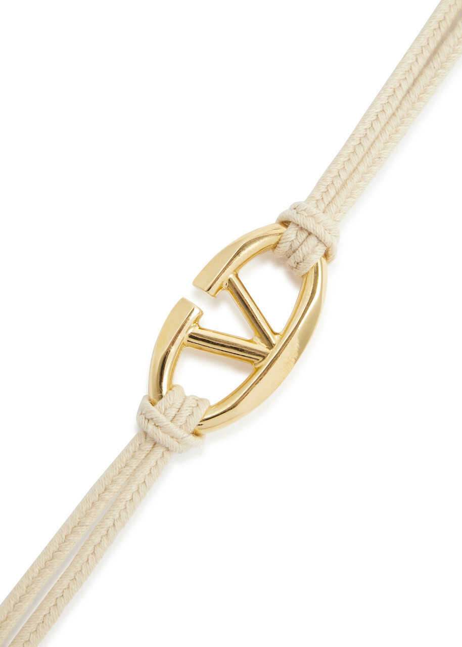 Valentino Garavani The Bold Edition VLogo Cord Bracelet Cream