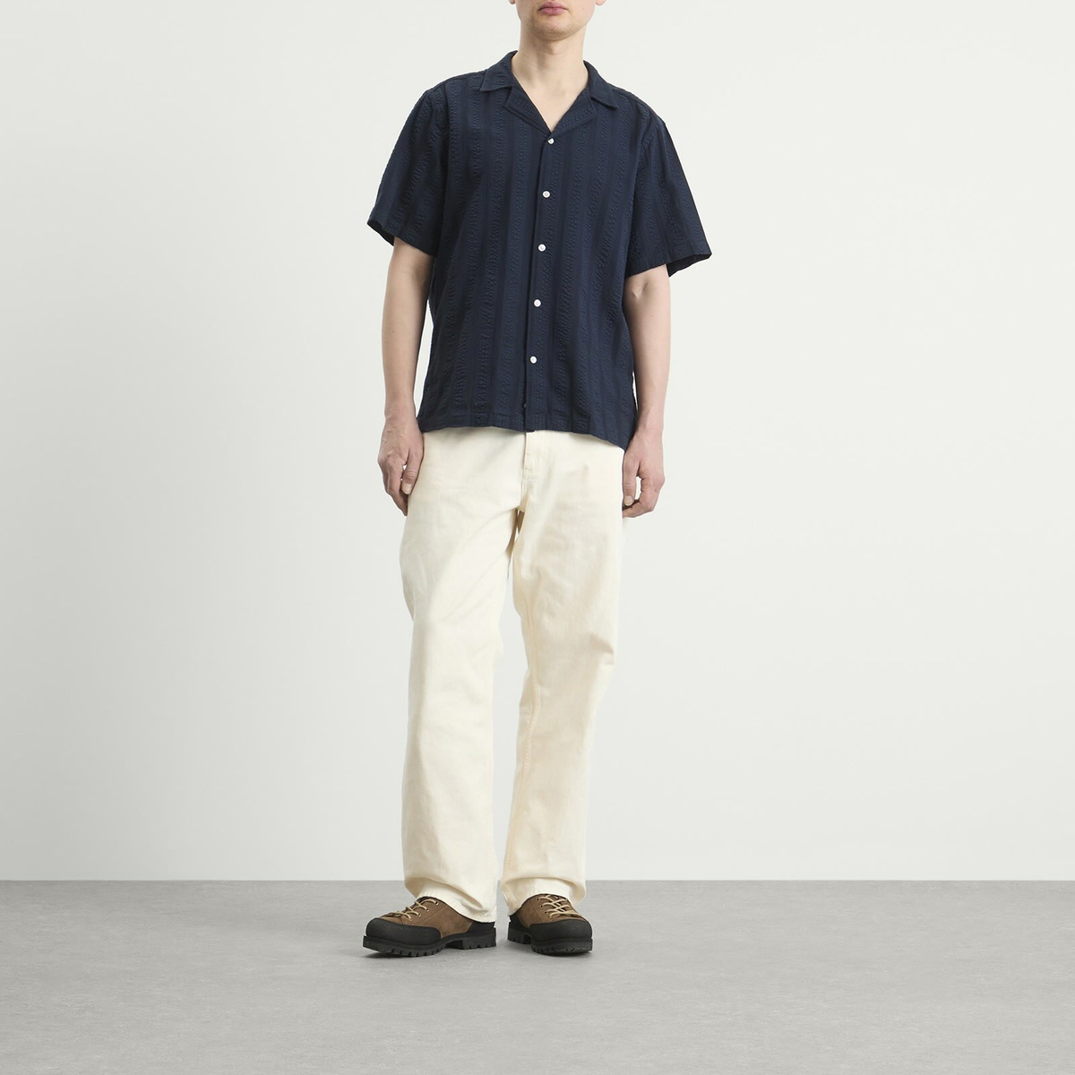 Foret Men's Peer Jacquard Stripe Vacation Shirt in Navy