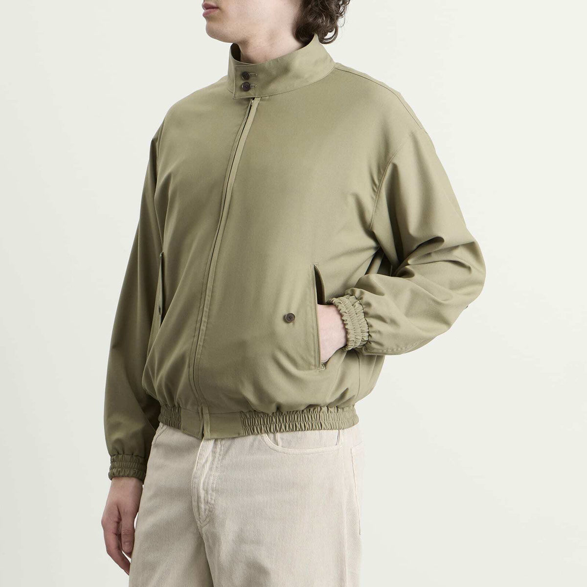 Auralee Men's Tropical Wool Zip Blouson in Light Khaki Auralee