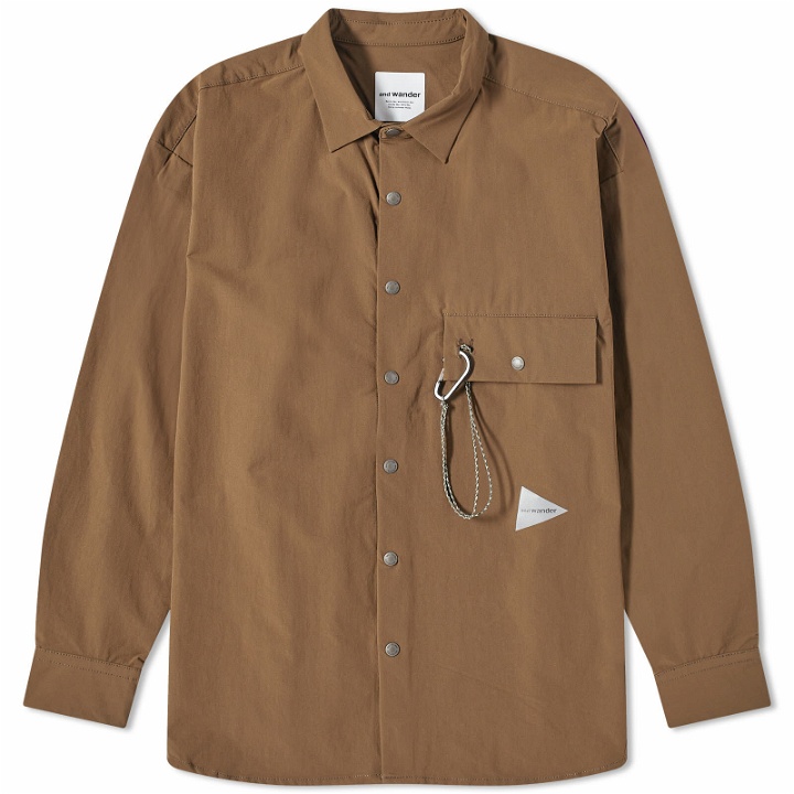 Photo: And Wander Men's Lightweight Cloth Shirt in Brown
