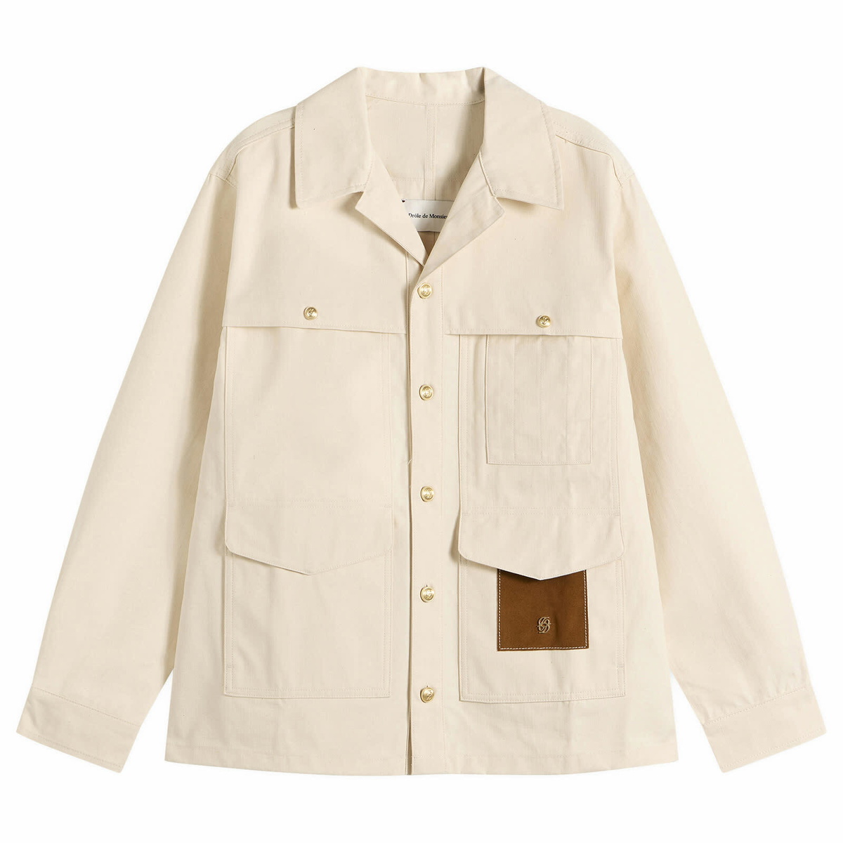 Drôle de Monsieur Men's Cotton Shirt Jacket in Off White