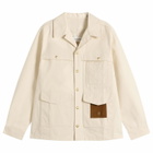 Drôle de Monsieur Men's Cotton Shirt Jacket in Off White