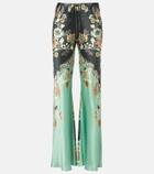 Roberto Cavalli Floral silk satin flared pants