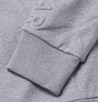 Balmain - Slim-Fit Logo-Embossed Mélange Loopback Cotton-Jersey Zip-Up Hoodie - Gray