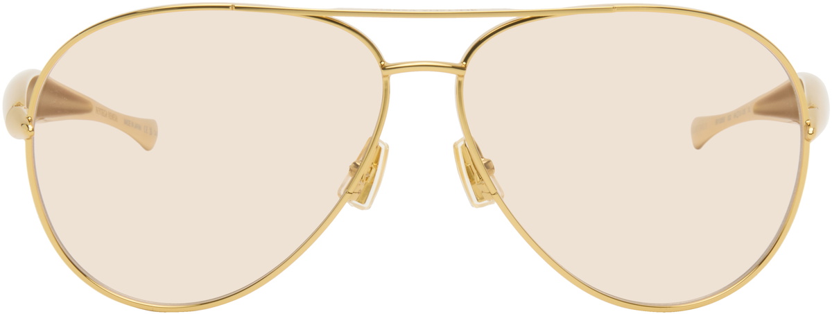 Bottega Veneta Gold Sardine Aviator Sunglasses