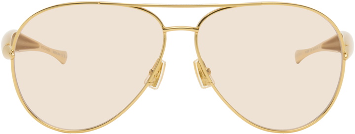 Photo: Bottega Veneta Gold Sardine Aviator Sunglasses