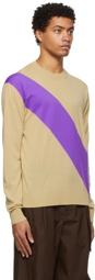 Jil Sander Beige & Purple Wool Sweater