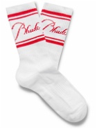 Rhude - Ribbed Logo-Jacquard Cotton-Blend Socks