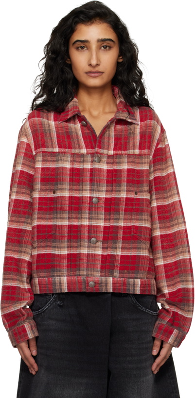 Photo: R13 Red Relaxed Pleated Trucker Jacket