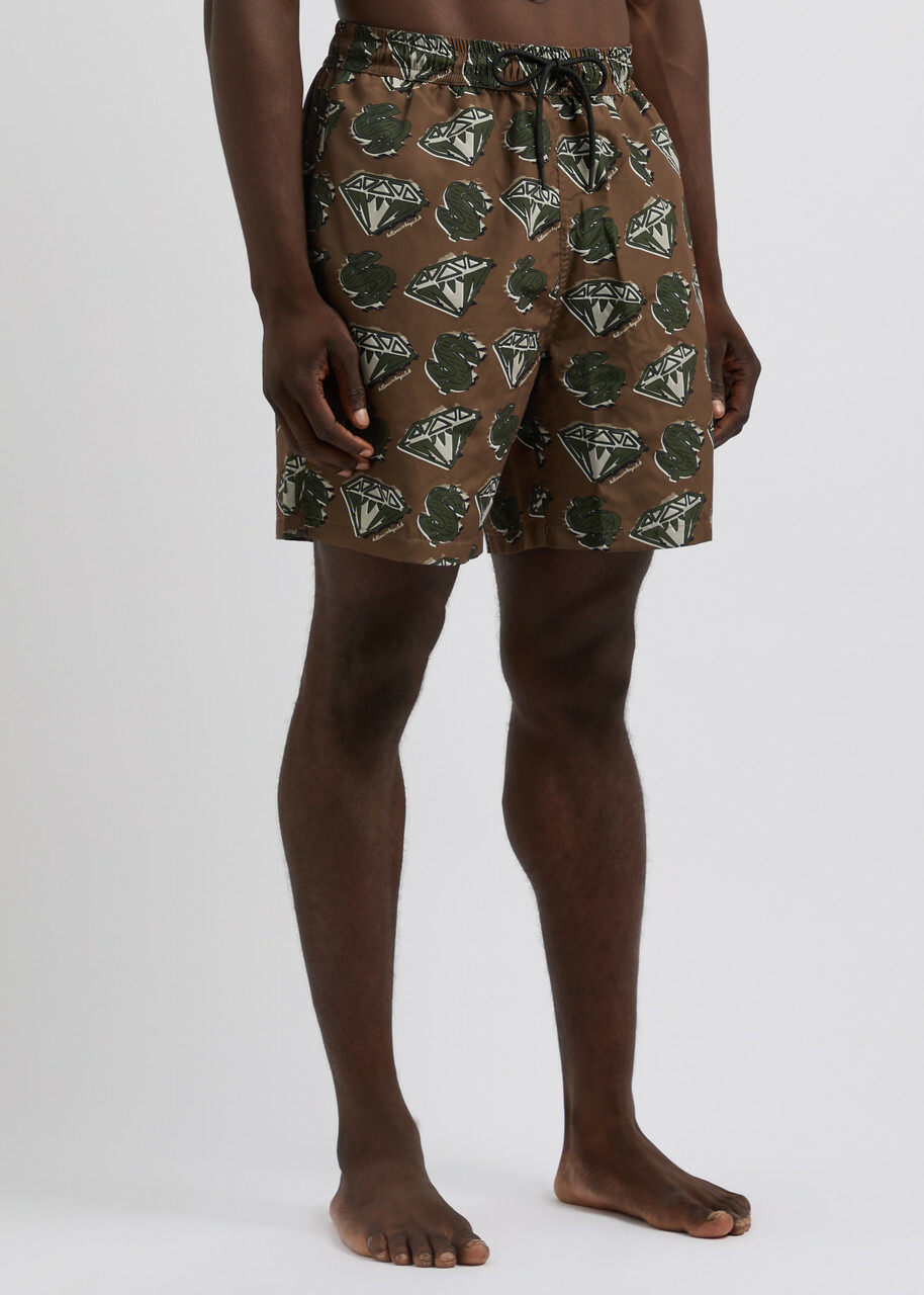 Billionaire Boys Club Dollar Printed Shell Swim Shorts Khaki
