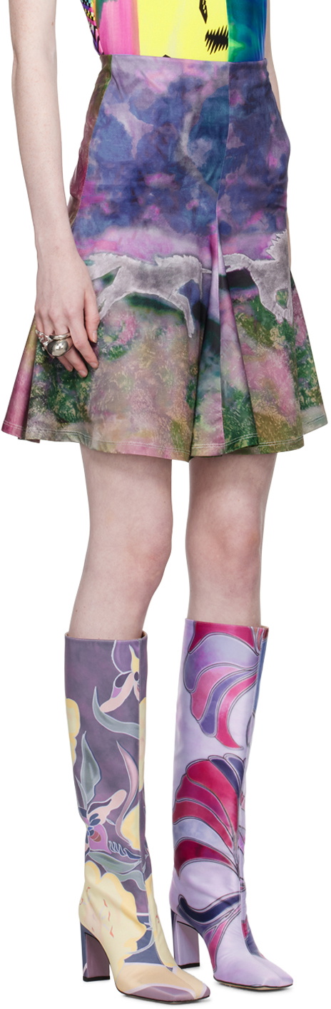 Conner Ives Multicolor Unicorn Print Miniskirt