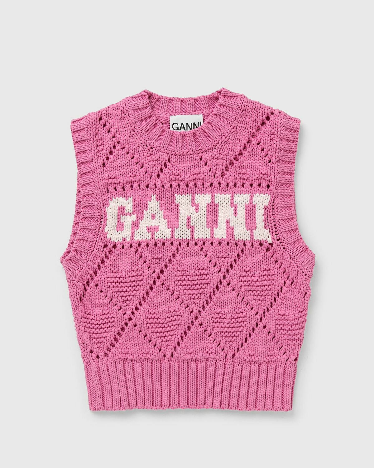 Ganni Cotton Rope Short Vest Pink Vests GANNI