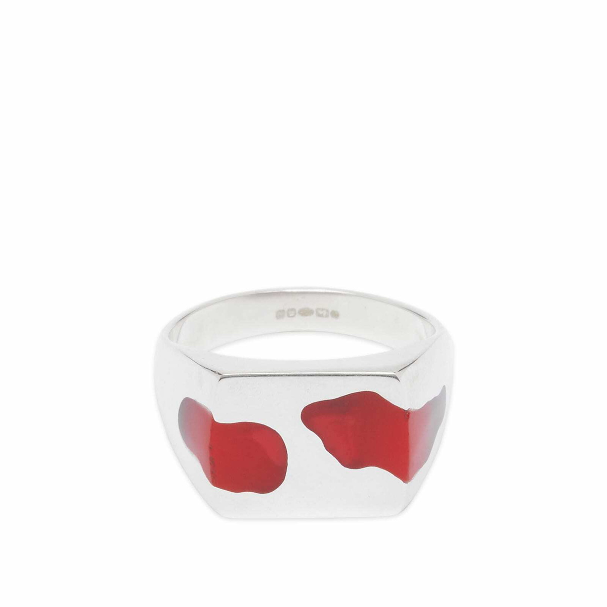 Ellie Mercer Men's Two Piece Ring in Silver/Red