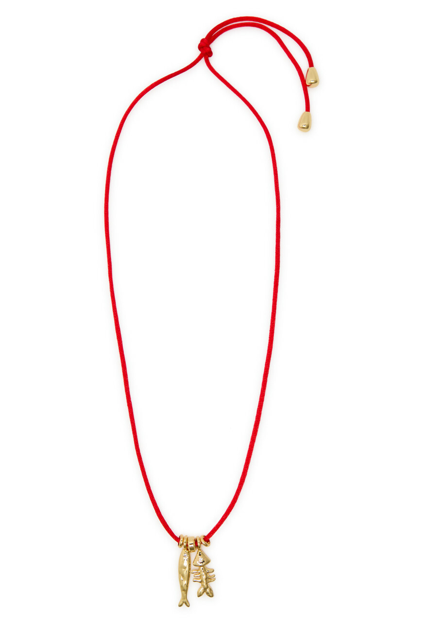 Eliou Sardine And Fishbone Cord Necklace - Gold - One Size
