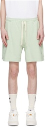 Palm Angels Green Embroidered Shorts