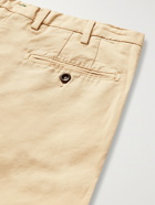 SID MASHBURN - Slim-Fit Garment-Dyed Cotton and Linen-Blend Trousers - Neutrals