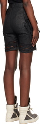 Rick Owens DRKSHDW Black Temple Slivered Tight Cutoff Denim Shorts