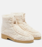 Aquazzura Frosty leather-trimmed shearling ankle boots