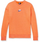Nike - Logo-Embroidered Mélange Loopback Cotton-Blend Jersey Sweatshirt - Orange