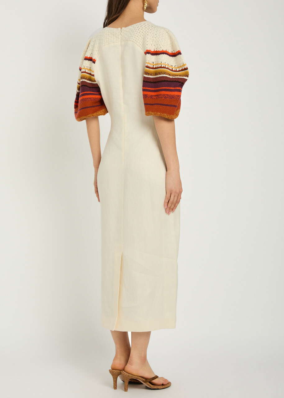 Gabriela Hearst Nomo Striped-knit Linen Midi Dress Ivory