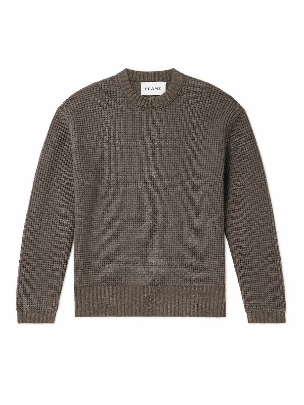 Photo: FRAME - Waffle-Knit Wool Sweater - Brown