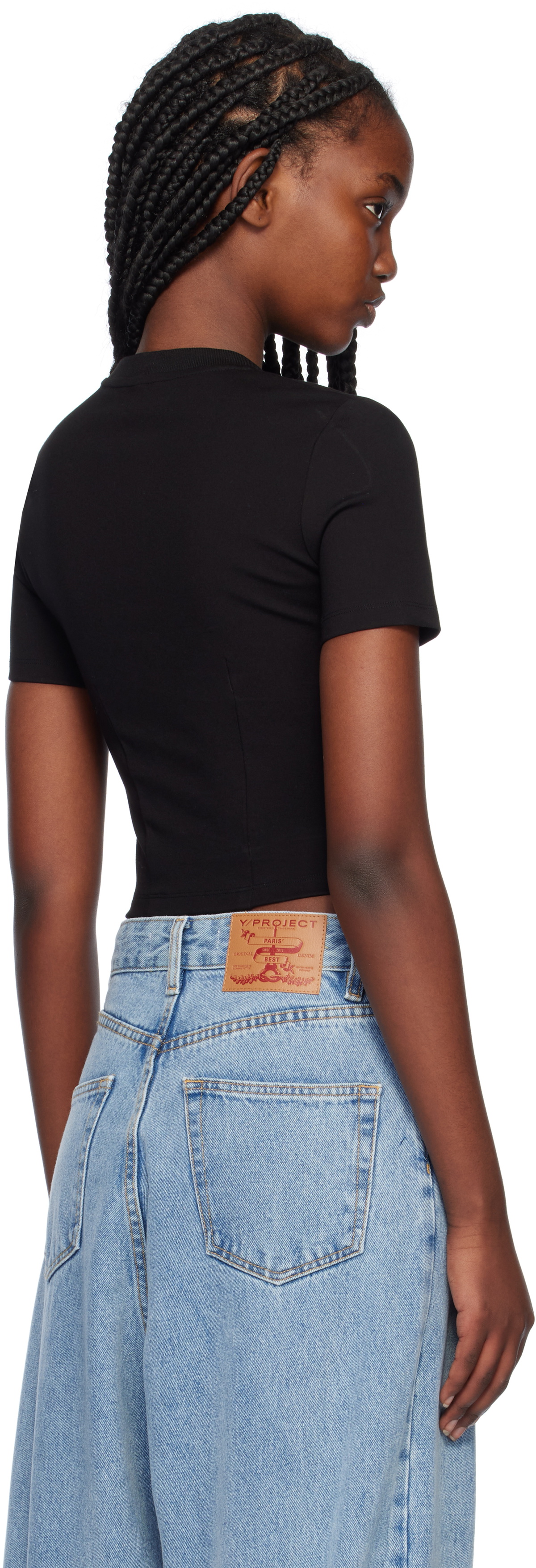 【関税込み】AREA ブラック Bustier Cup ラインストーン Tシャツ AREA Black Crystal Bustier Cup T-shirt AREA