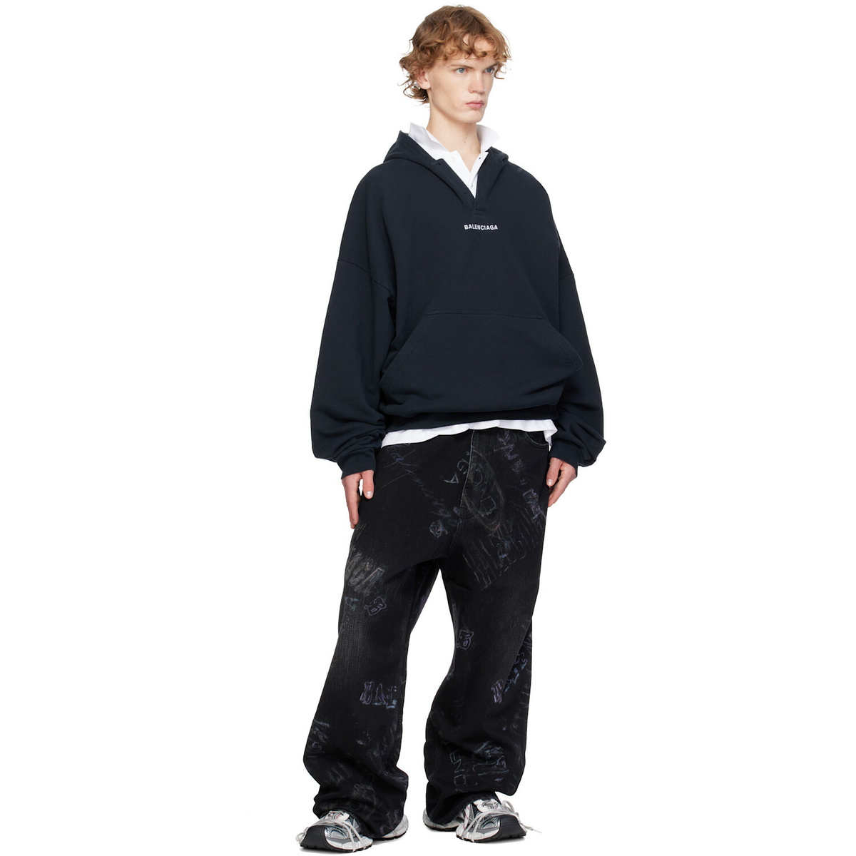 Balenciaga Black 'Balenciaga' Back Polo Hoodie
