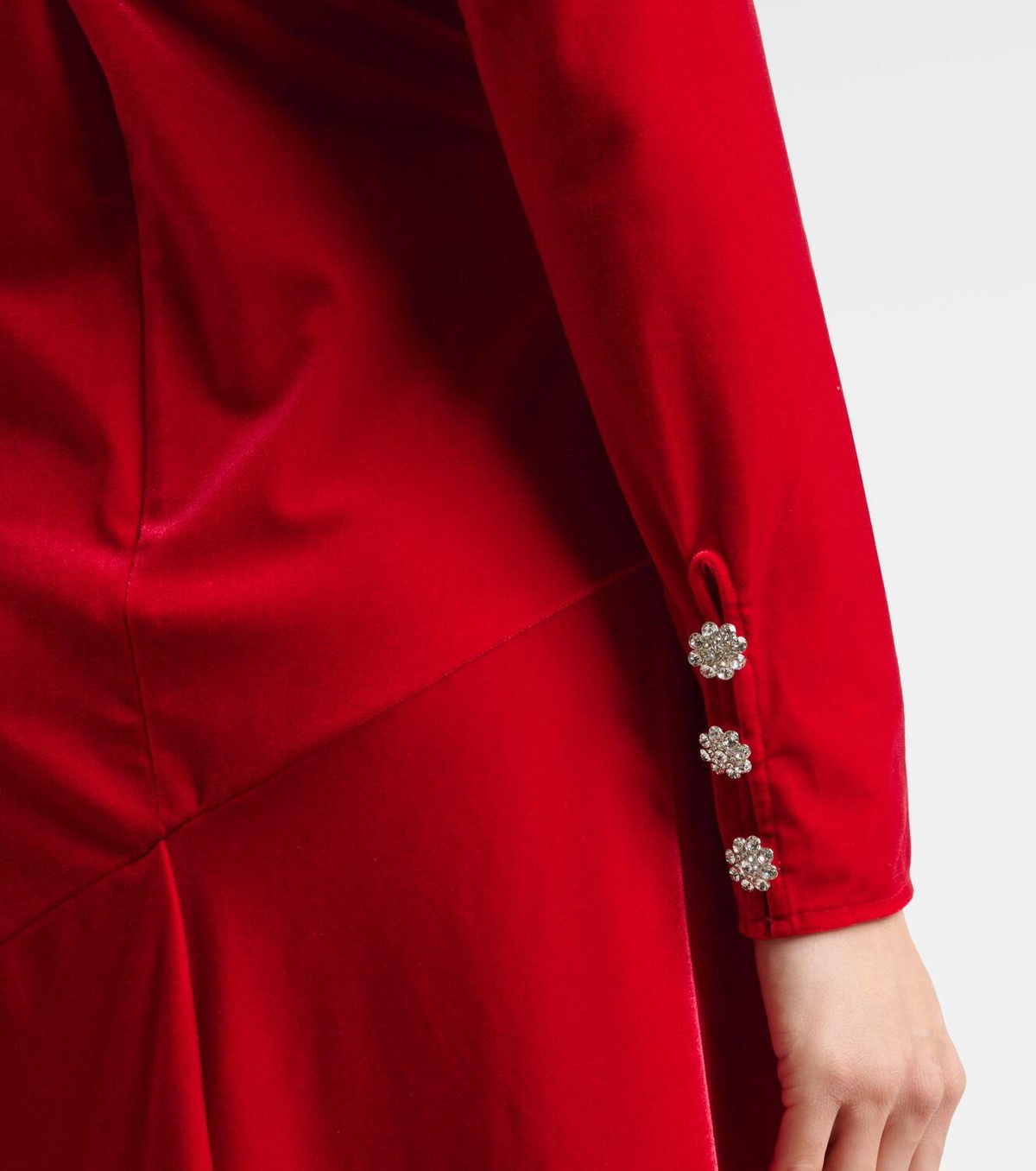 ganni red velvet dress Ruched velvet midi dress - red