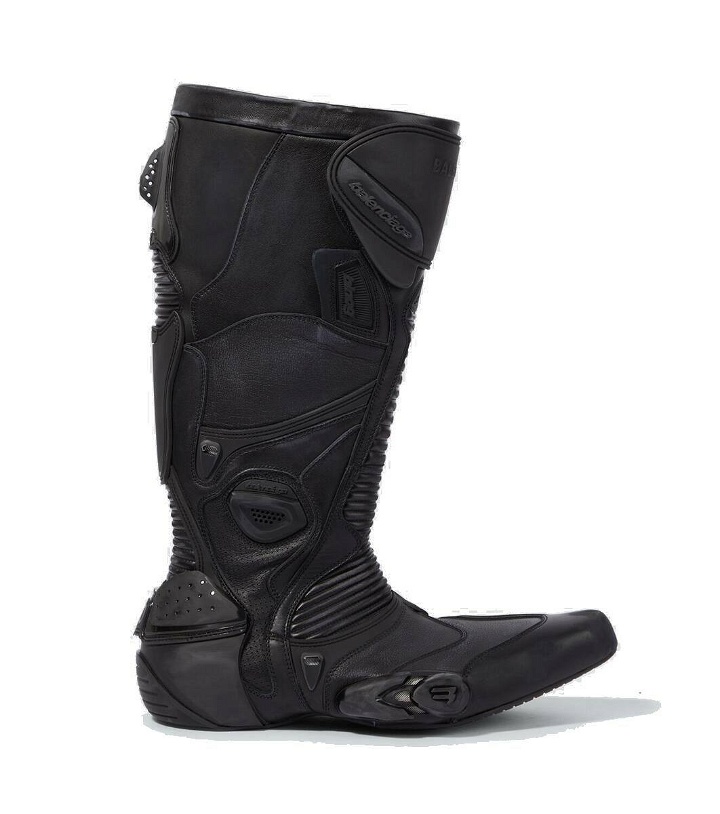 Photo: Balenciaga Biker embossed leather knee-high boots