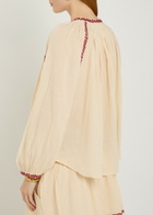 Isabel Marant étoile Lena Embroidered Cotton Blouse Beige