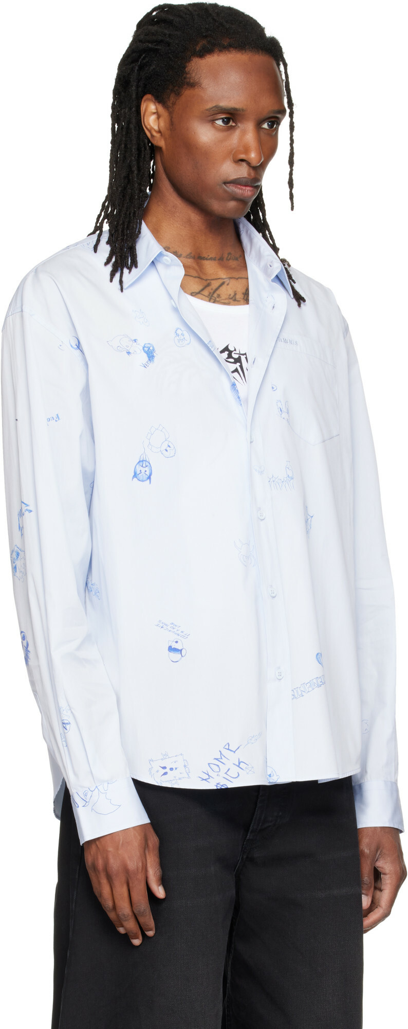 VETEMENTS Blue Scribble Classic Shirt