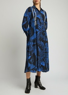 Lovebirds Judi Printed Silk Midi Dress Blue
