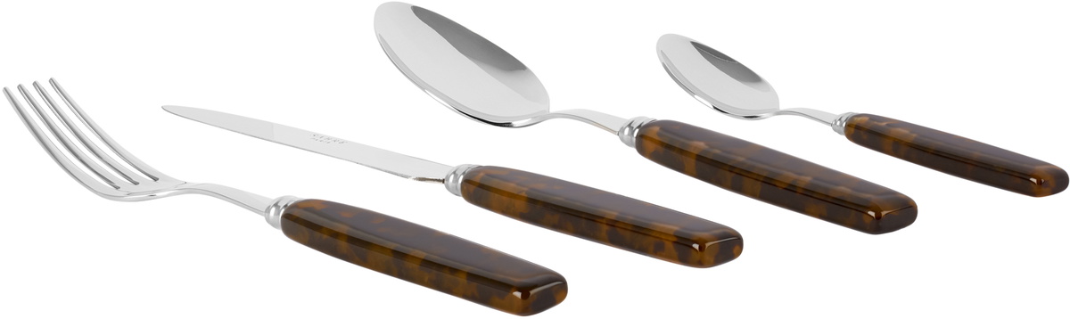 Sabre Silver & Brown Djembe Flatware Set, 4 pcs