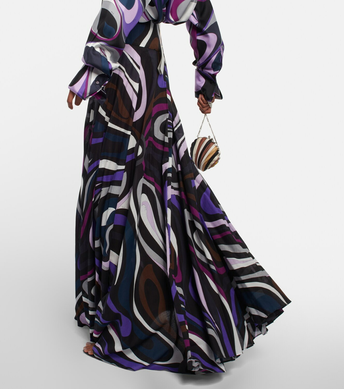 EMILIO PUCCI 総柄裾フリルスカート パープル 38 エレガント 大人