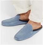 Tod's - Leather-Trimmed Suede Backless Loafers - Men - Light blue