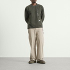 and wander Men's Hybrid Warm Longsleeve Pocket T-Shirt in Dark Green