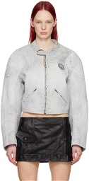 Acne Studios Gray Cracked Leather Jacket