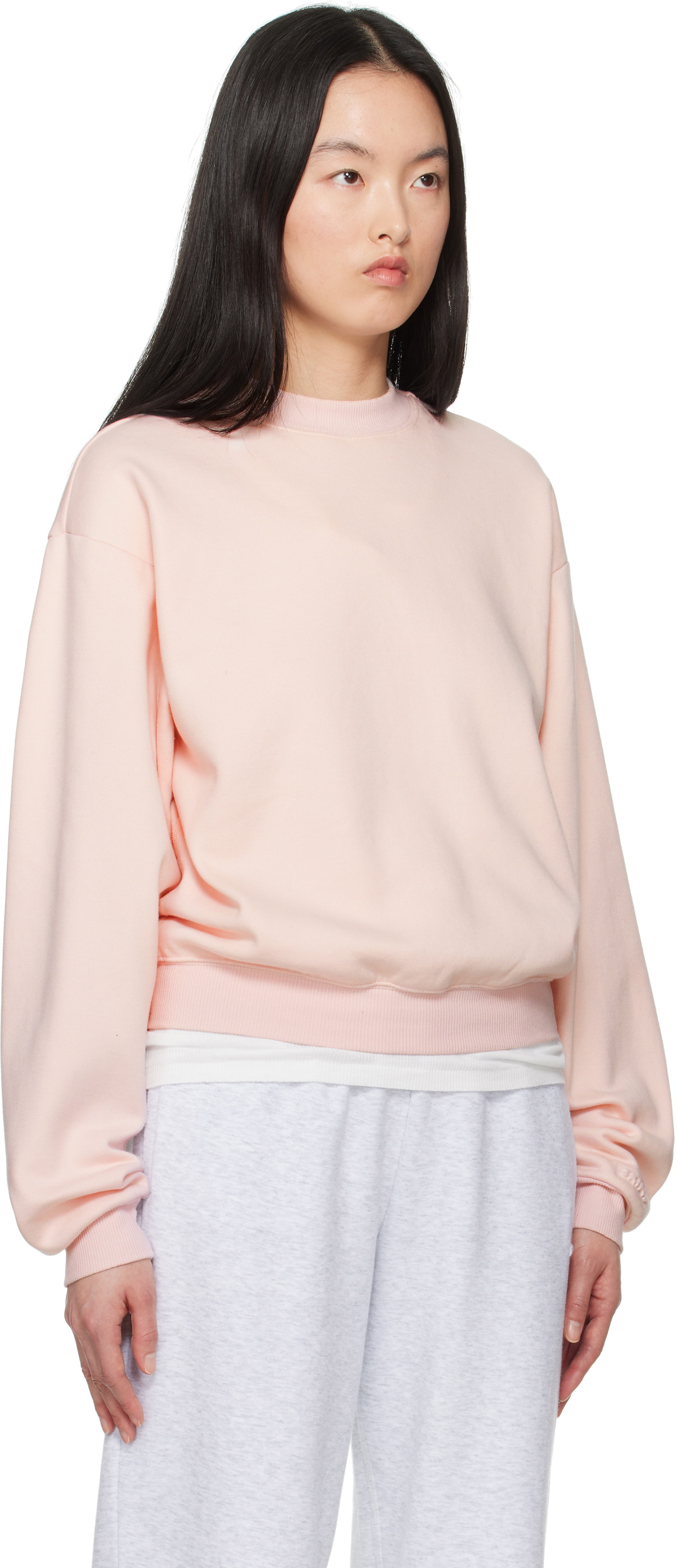 SKIMS Pink Cotton Fleece Classic Crewneck Sweatshirt