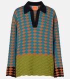 La DoubleJ Intarsia wool polo sweater