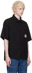 Hugo Black Embroidered Patch Shirt