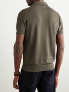 TOM FORD - Honeycomb-Knit Silk-Blend Polo Shirt - Green