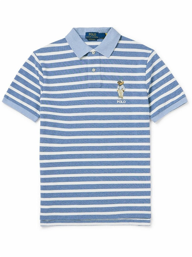 Photo: Polo Ralph Lauren - Slim-Fit Logo-Embroidered Striped Cotton-Piqué Polo Shirt - Blue