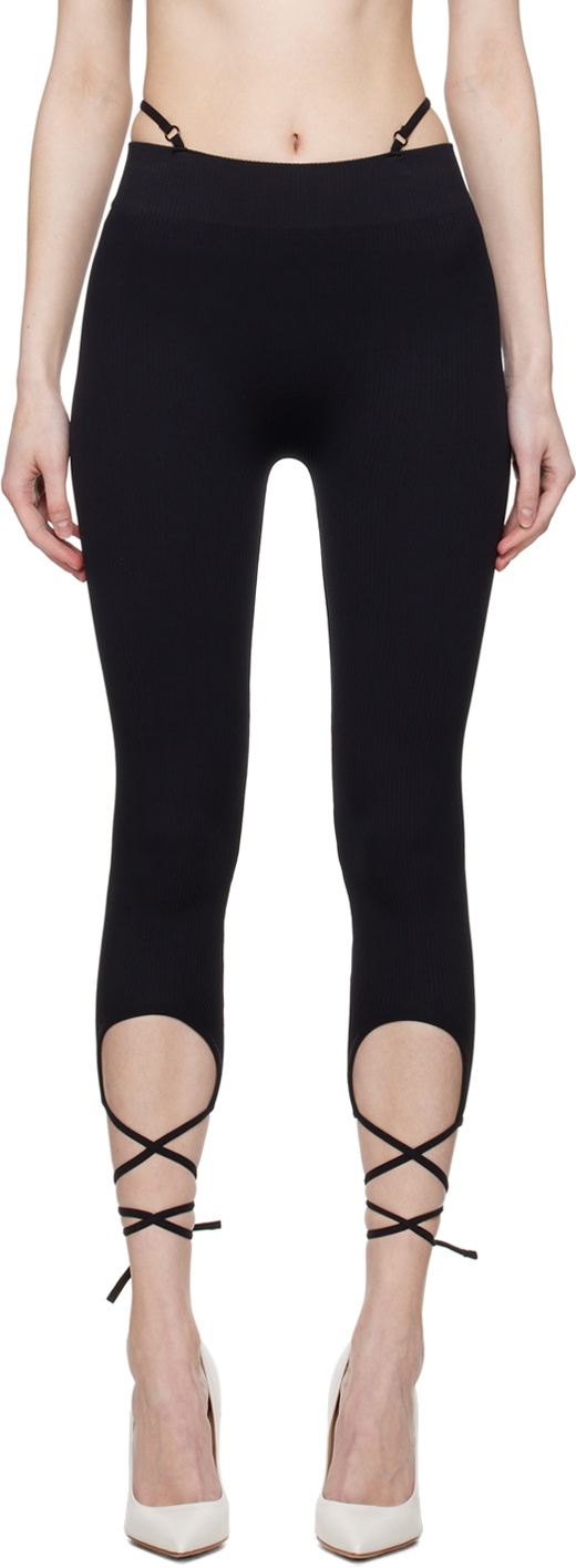 ANDREĀDAMO Black Lace-Up Leggings