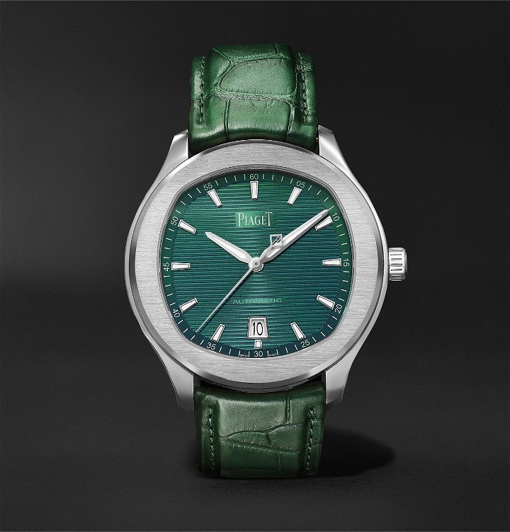 Photo: Piaget - Polo S Limited Edition Automatic 42mm Stainless Steel and Alligator Watch, Ref. No. G0A44001 - Green