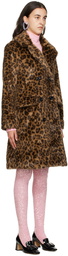 Anna Sui Brown Leopard Faux-Fur Coat