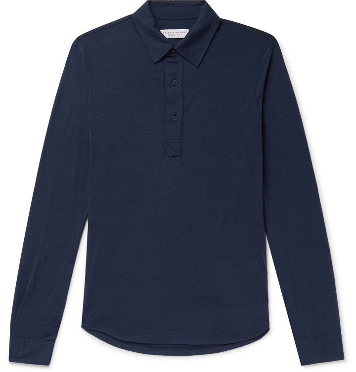 Photo: Orlebar Brown - Sebastian Merino Wool Polo Shirt - Blue