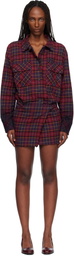 Off-White Red Check Flannel Arrow Minidress