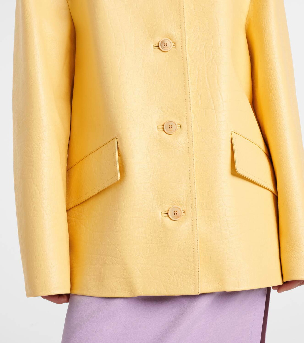 Gucci Logo corduroy-trimmed leather jacket